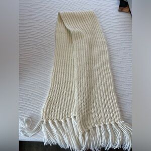 Off white wide fringed scarf